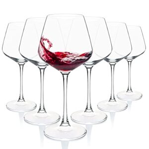 umi umizili wine glasses 15.5oz, set of 6 wine glass for red white wine, long stem glassware, clear, dishwasher safe