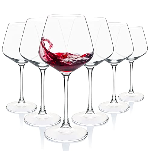 UMI UMIZILI Wine Glasses 15.5oz, Set of 6 Wine Glass for Red White Wine, Long Stem Glassware, Clear, Dishwasher Safe