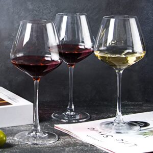 UMI UMIZILI Wine Glasses 15.5oz, Set of 6 Wine Glass for Red White Wine, Long Stem Glassware, Clear, Dishwasher Safe