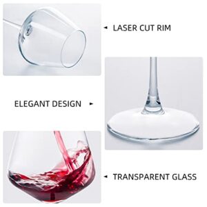 UMI UMIZILI Wine Glasses 15.5oz, Set of 6 Wine Glass for Red White Wine, Long Stem Glassware, Clear, Dishwasher Safe