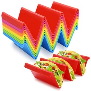 taco holder set, 12 pack/24 pack large colorful taco tray, taco stand each can hold 2 or 3 tacos, food grade pp material, taco tray holder, tacos holder for party, dishwasher and microwave(12 pack)