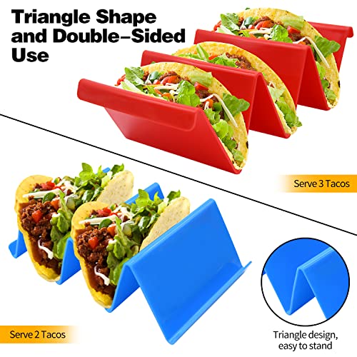 Taco Holder Set, 12 Pack/24 Pack Large Colorful Taco Tray, Taco Stand Each Can Hold 2 or 3 Tacos, Food Grade PP Material, Taco Tray Holder, Tacos Holder for Party, Dishwasher and Microwave(12 Pack)