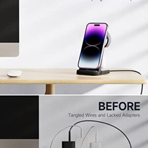 3 in 1 Charging Station, Foldable Wireless Charger, 18W Fast Charging Station for Multiple Devices, Portable Charger Compatibles with iPhone 14/13/12/11/XS/XR Series, AirPods, iWatch