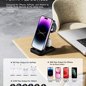 3 in 1 Charging Station, Foldable Wireless Charger, 18W Fast Charging Station for Multiple Devices, Portable Charger Compatibles with iPhone 14/13/12/11/XS/XR Series, AirPods, iWatch