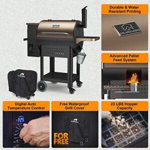 HiMombo Wood Pellet Grill and Smoker TWPG 570 sq, 8 in 1 BBQ Grill with 150-500℉ Auto Temperature Control, D2 Smoker Grill with Extendable Hopper, Foldable Table Legs and Cover, for Outdoor Grill,Smoke,Bake and Roast