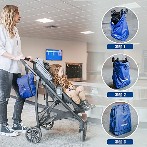 Extra Large- Super Duty Stroller Cover-Extends from 40-50” Tall With Oversized Catabiner-Created for EVENFLO WONDERFOLD, DOONA, JEEP, BOB, VEER, THULE, UPPABABY & more. Protects Wagons, Double, Single Joggers & Strollers for Airplane Travel.