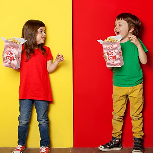 Riosy 200 Pieces Popcorn Boxes Red and White Popcorn Containers Bulk Close Top Paper Popcorn Box Party Favor for Movie Parties and Theater Night, 6 x 4 x 2 Inch