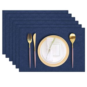 landview cloth placemats set of 6, cotton linen blend machine washable durable linen table mats, heat resistant placemats wrinkle free place mats for dining table, easy to clean (navy blue, 6)