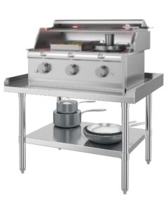 riedhoff stainless steel equipment stand 28" x 36" with undershelf, [nsf certified][heavy duty] stand grill table, commercial prep & work table for home, restaurant, hotel