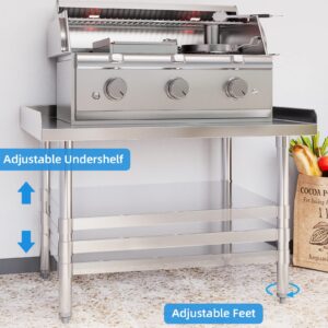 RIEDHOFF Stainless Steel Equipment Stand 28" x 36" with Undershelf, [NSF Certified][Heavy Duty] Stand Grill Table, Commercial Prep & Work Table for Home, Restaurant, Hotel
