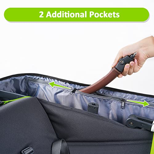 YOREPEK Padded Travel Bag Compatible with UPPAbaby RumbleSeat, Stroller Second Seat Bag for Airplane with 2 Inner Pockets, Large Storage Bag Organizer for Baby Travel Essentials, Black/Green