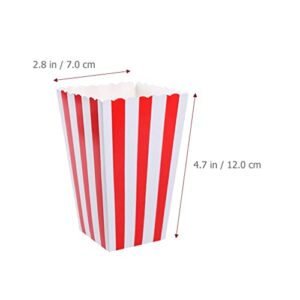 STOBOK Popcorn Boxes,Classic Popcorn Containers Paper Popcorn Buckets Carnival Red White Stripes Popcorn Bags Popcorn Tubs or Movie Night