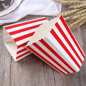 STOBOK Popcorn Boxes,Classic Popcorn Containers Paper Popcorn Buckets Carnival Red White Stripes Popcorn Bags Popcorn Tubs or Movie Night