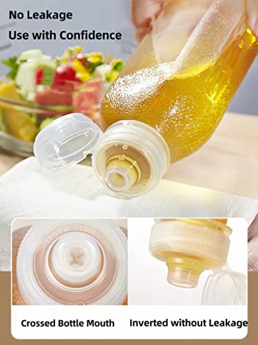 EPIPHANY Condiment Squeeze Bottles 16 Oz,with Flip Top Cap,Hot Sauce Bottles Squeeze,Perfect For Condiments, Oil, Icing, Liquids–Set Of 5 With Extra 1 Silicone Funnel, 8 Chalk Labels And 1 Pen…