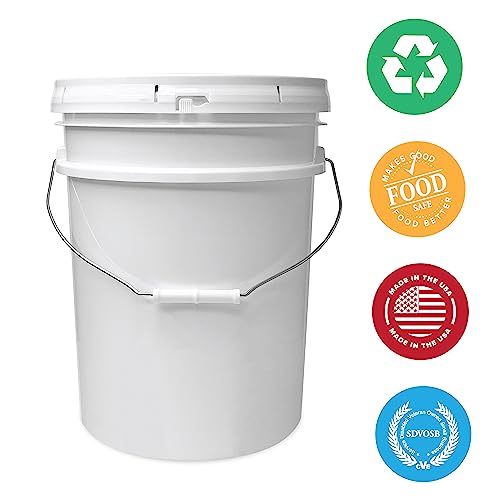 5 Gallon Plastic Bucket with Airtight Lid I Food Grade Bucket | Black | BPA-Free I Heavy Duty 90 Mil All Purpose Pail Reusable I Made in USA | 1 Count