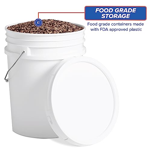 5 Gallon Plastic Bucket with Airtight Lid I Food Grade Bucket | Black | BPA-Free I Heavy Duty 90 Mil All Purpose Pail Reusable I Made in USA | 1 Count