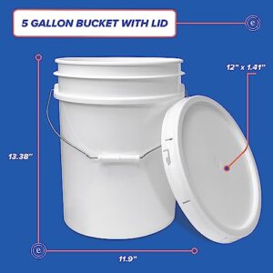 5 Gallon Plastic Bucket with Airtight Lid I Food Grade Bucket | Black | BPA-Free I Heavy Duty 90 Mil All Purpose Pail Reusable I Made in USA | 1 Count