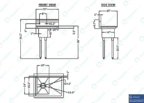 One Compartment Stainless Steel Commercial Kitchen Prep & Utility Sink with 10” Right Drainboards | Bowl Size 10" x 14" X 10" | NSF