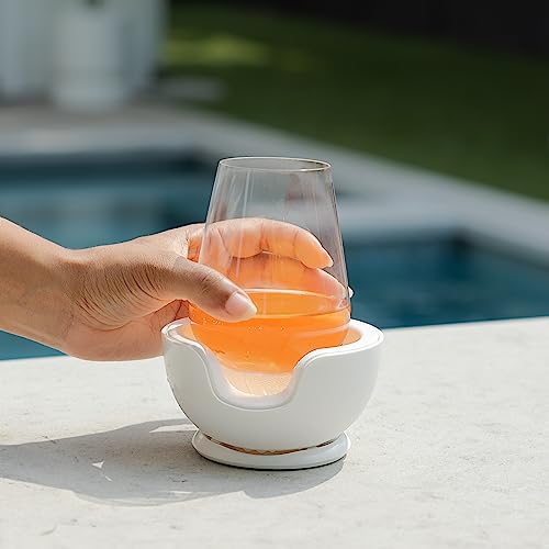 VoChill Stemless Wine Glass Chiller | Keep the Chill In Your Glass | New Wine Accessory | Separable & Refreezable Chill Cradle | Actively Chills Stemless Glassware | Stone, Single Stemless