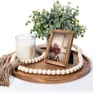 decorative round beautiful tray for décor kitchen dining room -acacia wood the perfect small candle tray for coffee table and home decor