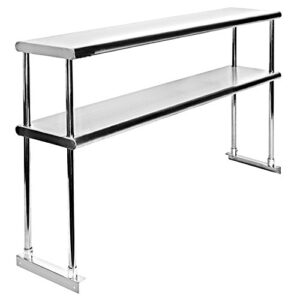 express kitchquip nsf certified 18 gauge heavy duty stainless steel double overshelf with brackets for kitchens, utility rooms, storage, offices & home