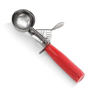 new star foodservice 537720 commercial-grade thumb press food disher/ice cream scoop, 18/8 stainless steel, 1.75 oz, size 24, red