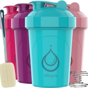 diliqua -4 pack- 20 oz shaker bottles for protein mixes | bpa-free & dishwasher safe | 4 small protein shaker bottle | shaker cups for protein shakes | blender shaker bottle pack