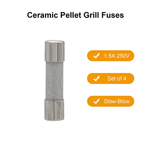 BBQ-PLUS Grill Fuse Replacement Parts for Weber Smokefire EX4/EX6 Wood Fired Pellet Grill- 4 Pcs Slow Blow Pellet Smoker Grill Ceramic Fuses,T1.5A250V