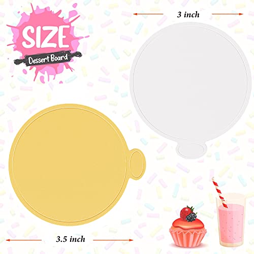 100 Pcs 3 Inch Mini Cake Boards Mousse Cupcake Base, Gold 8cm