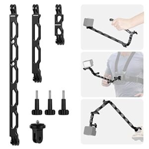 neewer aluminum alloy extension arm (11.8”/6.5”/3.3”) set for action camera, with 3 thumbscrews and a 1/4” screw adapter, compatible with gopro hero11 10 9 8 7 insta360 dji osmo action 3, gp-11