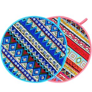 mhttec 12 inch 2pcs tortilla warmer pouch corn tortillera cloth microwaveable warming trays taco warmers for kitchen tortilla warmer container (pink2 and blue2)