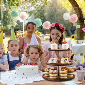 3 Tier Wood Cake Stand Large Serving Tray Wooden Rustic Cupcake Stand for 24 Cupcakes Dessert Display for Tea Party, Birthday, Wedding, Farmhouse, Woodland Baby Shower Decor