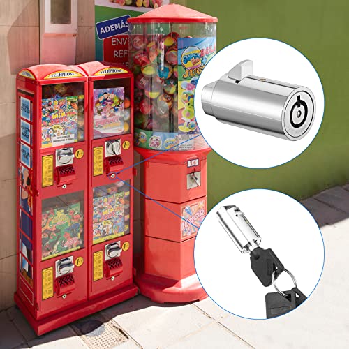 4 Pcs Vending Machine Lock with Tubular Keyway Fits Most T Handle Locks (Keyed Alike) High Security Vending Machine Lock with Keys for Candy Snack Soda Pepsi Machine