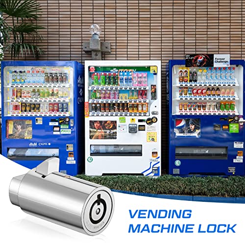 4 Pcs Vending Machine Lock with Tubular Keyway Fits Most T Handle Locks (Keyed Alike) High Security Vending Machine Lock with Keys for Candy Snack Soda Pepsi Machine