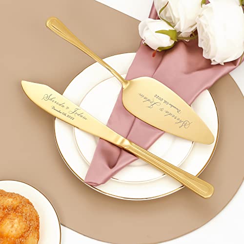 Cake Cutting Set for Wedding, Personalized Wedding Cake Knife and Server Set, Vintage Engraved 2-Piece Pie Cake Cutter Serving Set, Custom Bridal Anniversary Birthday Quinceañera Gift