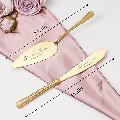 Cake Cutting Set for Wedding, Personalized Wedding Cake Knife and Server Set, Vintage Engraved 2-Piece Pie Cake Cutter Serving Set, Custom Bridal Anniversary Birthday Quinceañera Gift