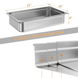 RIEDHOFF 6 Pack Full Size Hotel Pan, [NSF Certified] Commercial Stainless Steel 4 Inch Deep Anti-Jamming Steam Table Pan