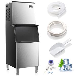 antarctic star commercial ice maker machine freezer large storage 352lbs/24h 40 square ice cubes in 20 minutes ice scoop water inlet pipe draining pipe 24-hour timer self-cleaning for bar restaurant…