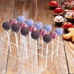 Faitoger 2 PCS Acrylic Lollipop Stand Display Holder 100PCS Lollipop Sticks 100PCS Clear Treats Bags and 100PCS Gold Metallic Twist Ties for Candy Cake Pop Making Tools