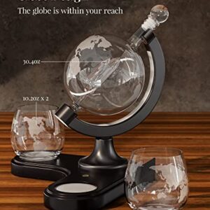 Kollea Globe Whiskey Decanter Sets for Men, 30.4 Oz Personalized Liquor Decanter with 7 Color RGB Light, Unique Anniversary Birthday Gifts Ideas for Men Dad Husband, Cool Liquor Dispenser for Home Bar