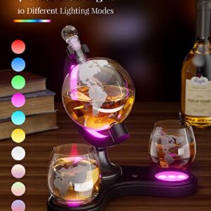 Kollea Globe Whiskey Decanter Sets for Men, 30.4 Oz Personalized Liquor Decanter with 7 Color RGB Light, Unique Anniversary Birthday Gifts Ideas for Men Dad Husband, Cool Liquor Dispenser for Home Bar