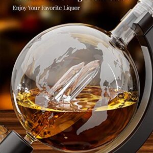 Kollea Globe Whiskey Decanter Sets for Men, 30.4 Oz Personalized Liquor Decanter with 7 Color RGB Light, Unique Anniversary Birthday Gifts Ideas for Men Dad Husband, Cool Liquor Dispenser for Home Bar