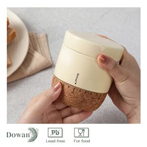 DOWAN Butter Crock for Counter, Butter Keeper with Cork Bottom and Waterline, French Butter Dish with Lid for Home Kitchen Decor, Ceramic Gift, Beige