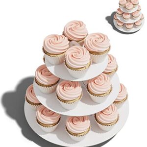 2 Pack Cupcake Stand Tower, BLISSURWhite Cupcake Tier Stand, 3 Tier Cup Cake Stand Cardboard Dessert Cupcake Stand Holder for Parties, Tiered Cupcake Stand (White)