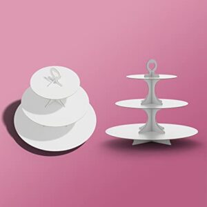 2 Pack Cupcake Stand Tower, BLISSURWhite Cupcake Tier Stand, 3 Tier Cup Cake Stand Cardboard Dessert Cupcake Stand Holder for Parties, Tiered Cupcake Stand (White)