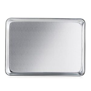 New Star Foodservice 537232 Commercial-Grade 18-Gauge Aluminum Sheet Pan/Bun Pan, 13" L x 18" W x 1" H (Half Size) | Measure Oven (Recommended)