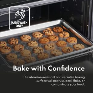 New Star Foodservice 537232 Commercial-Grade 18-Gauge Aluminum Sheet Pan/Bun Pan, 13" L x 18" W x 1" H (Half Size) | Measure Oven (Recommended)