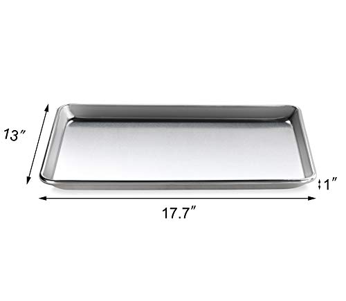 New Star Foodservice 537232 Commercial-Grade 18-Gauge Aluminum Sheet Pan/Bun Pan, 13" L x 18" W x 1" H (Half Size) | Measure Oven (Recommended)
