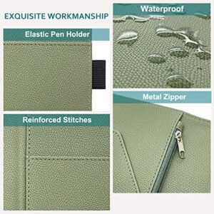 RSAquar Server Book with Zipper Pocket, Premium Leather Server Books for Waitress, Waiter Wallet Waitress Book Fit Server Apron, Sage Green