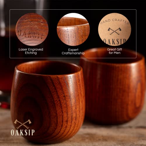 Oaksip The Original Wooden Bourbon Drinking Glass Bourbon Gifts for Men | Finished Wooden Old Fashioned Glass | Great Whiskey Gifts for Men, Dad, or Brother | Perfect Gifts For Men Who Have Everything